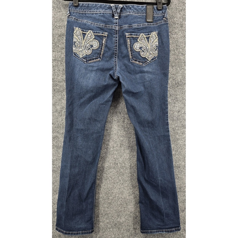 Vtg Y2K Vanity Women's 28R Jeans‎ Low Bootcut Fleur-de-lis Sequins Bling 32x31